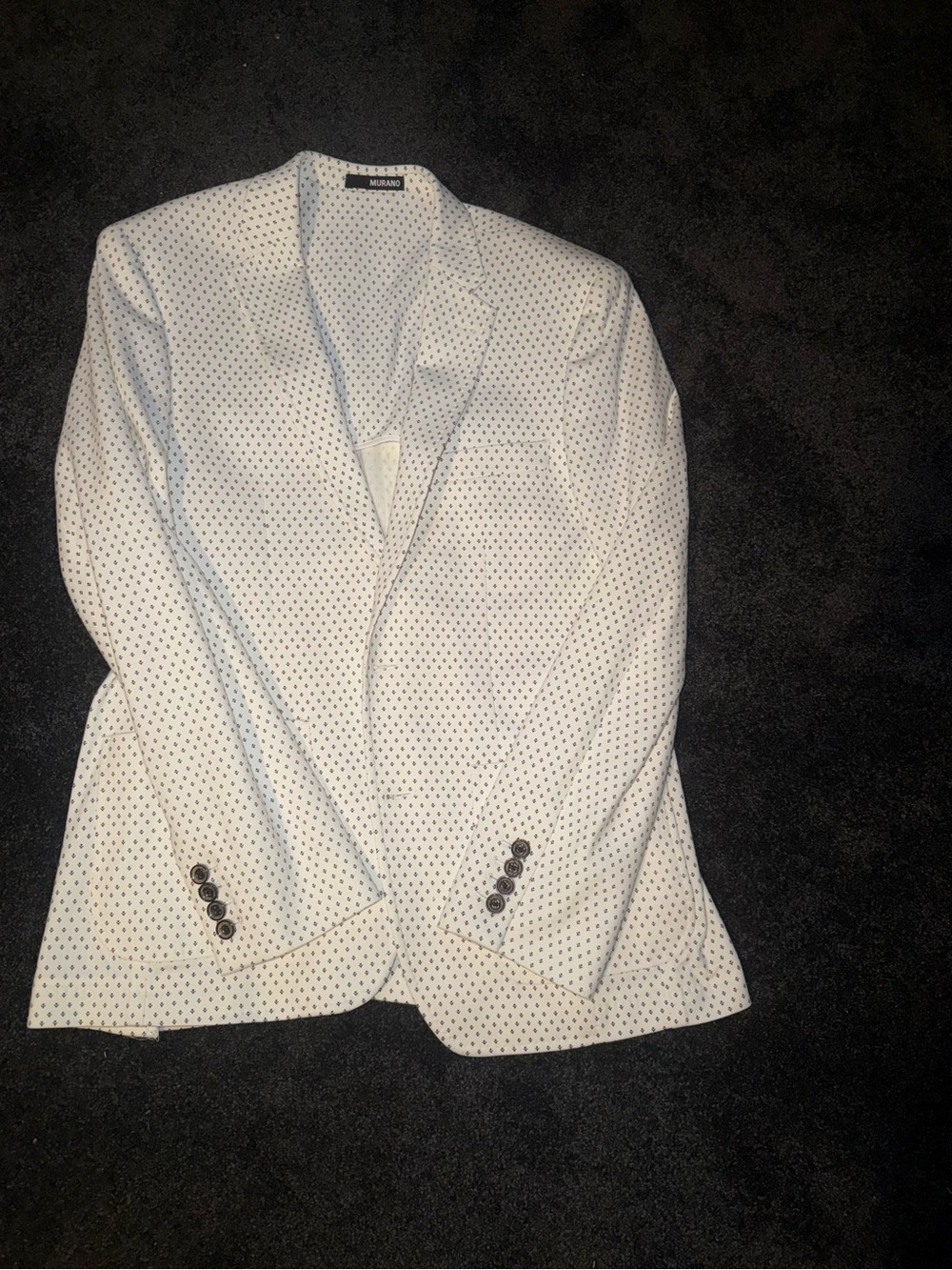 Murano White Blazer with Navy Dot Pattern